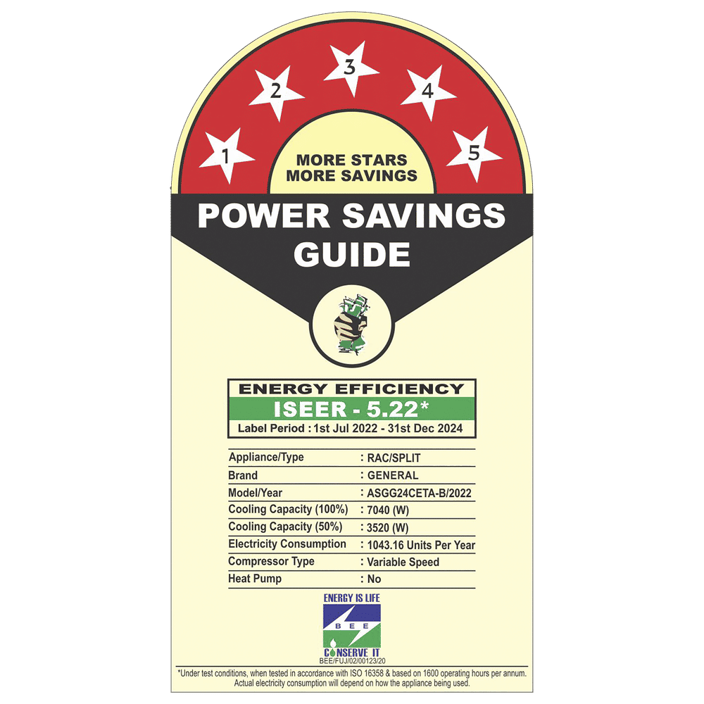 Buy O General CET Series 2 Ton 5 Star Inverter Split AC (Copper Condenser, PM 2.5 Filter